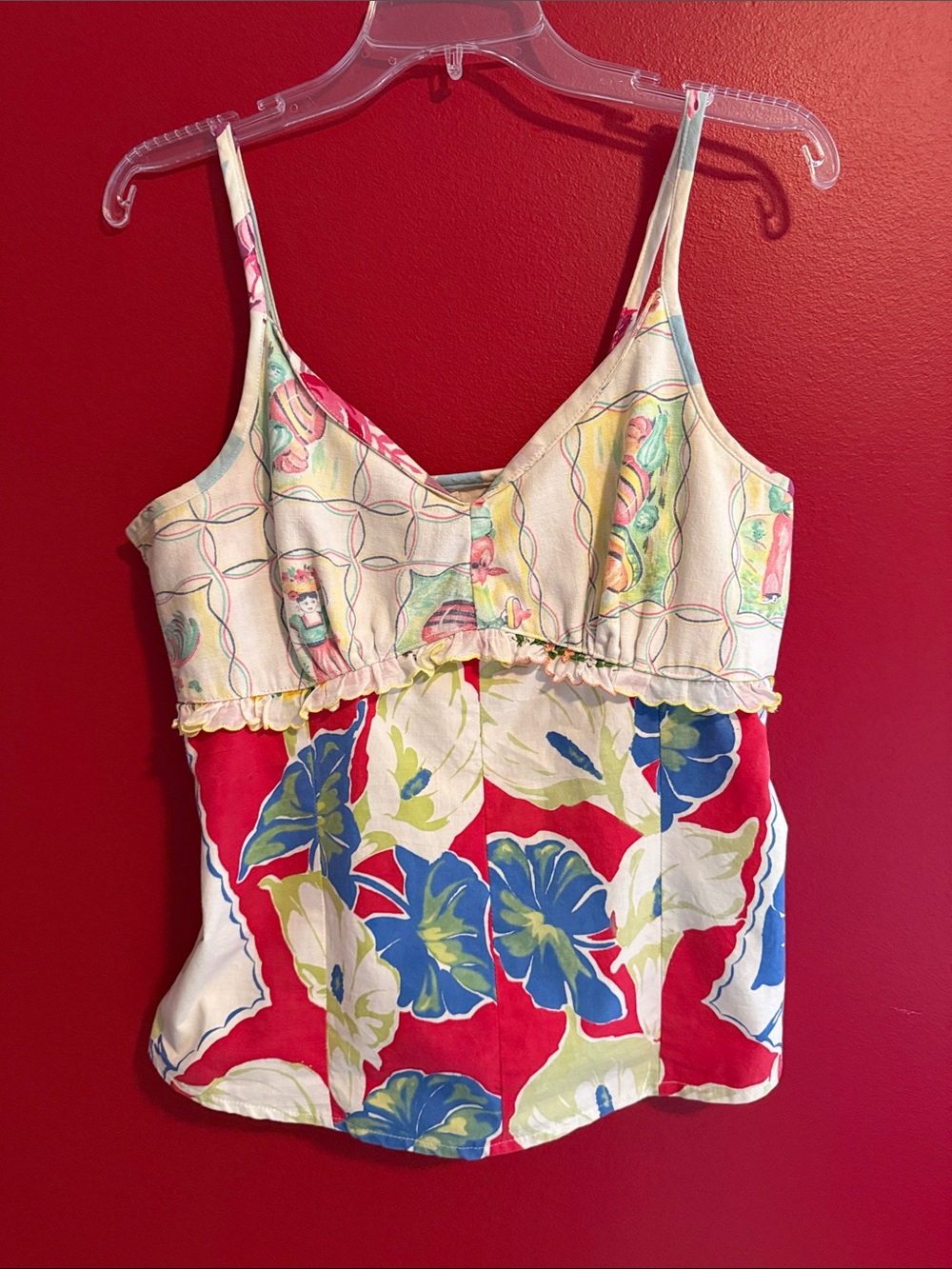 Handmade Camisole from Vintage Tablecloth Fabric by Leeba Marks Sz L